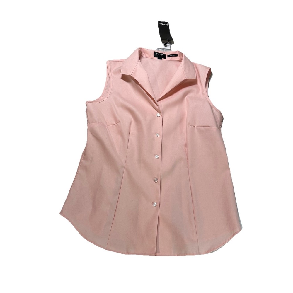 NWT Jones NY Non-Iron Easy Care Shirt Small Sleeveless Button Up Pink Career